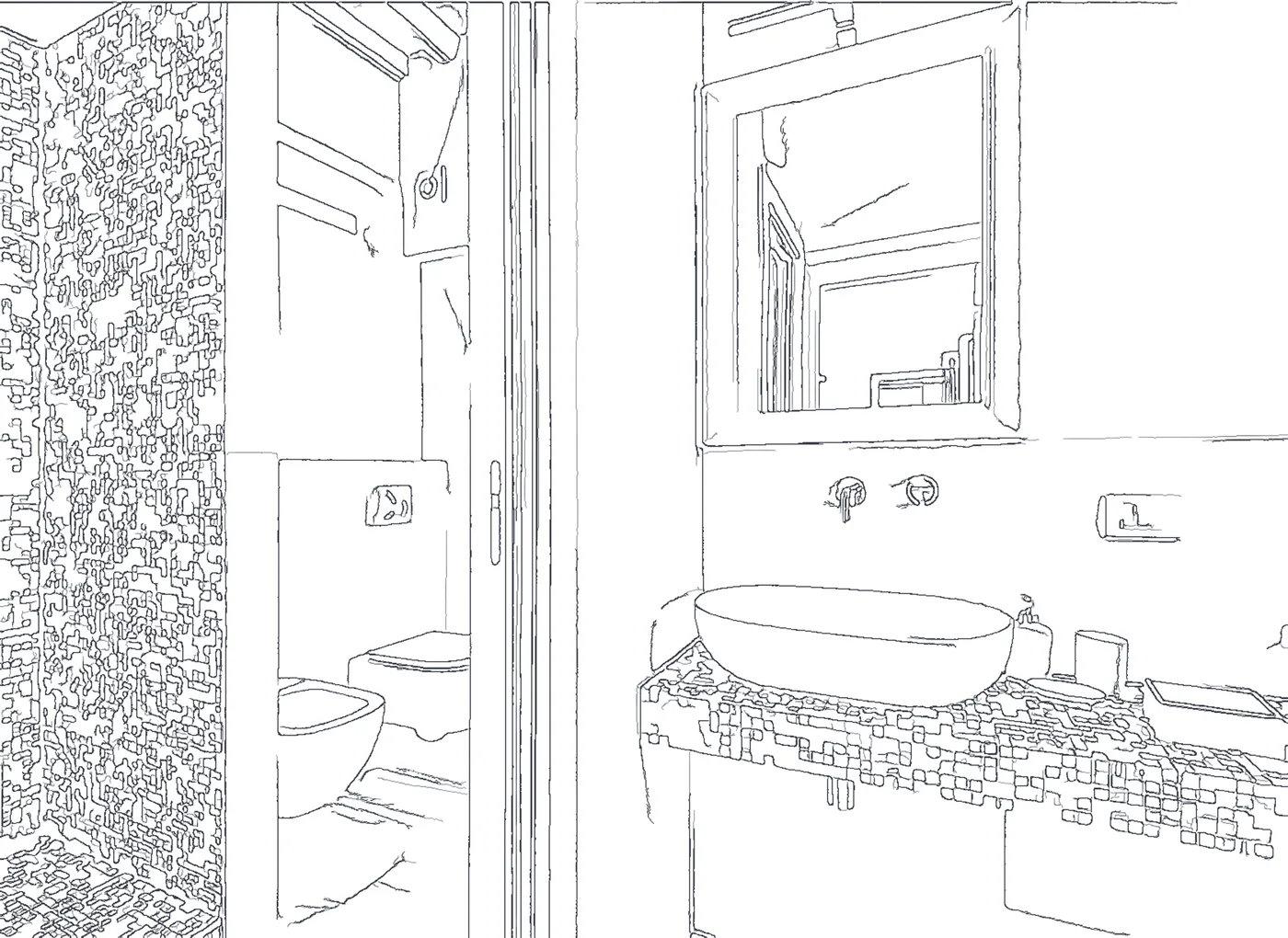 Il bagno Ambra, con il mosaico verde