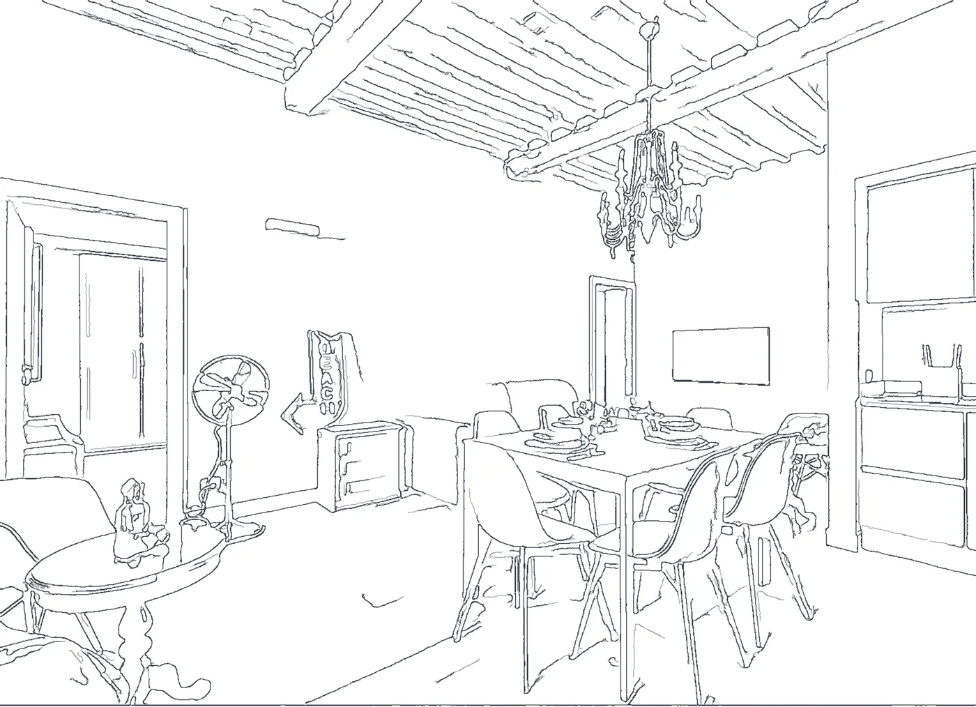 Zona giorno, il pranzo e la cucina